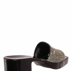 Forever Link List16 Womens Rhinestone Crystal Jelly Block Heel Mule Slide New