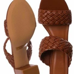 X2B Meg1 Block Heel Braided Mule, Women's Chunky Slide Sandal