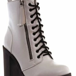 Soda Malia Military Lace Up Combat Ankle Boot On Chunky Block Heel Lug Sole Bootie New