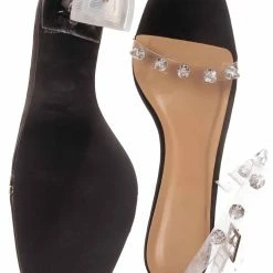 Anne Michelle Pleasure03 Clear Studded High Heel Women's Dress Sandal New