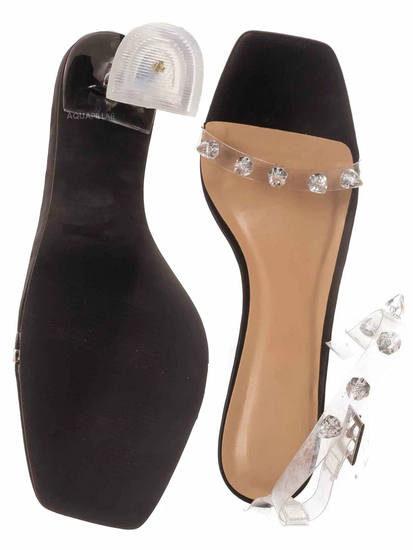 Anne Michelle Pleasure03 Clear Studded High Heel Women's Dress Sandal New