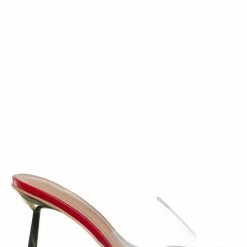 Wild Diva New Bambia02 Metal Heel Lucite Mule - Women Clear Slipper