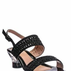 Fabulous New Nora1 Girls Rhinestone Crystal Sandal - Childrens Open Toe Glass Heel Dress Shoe