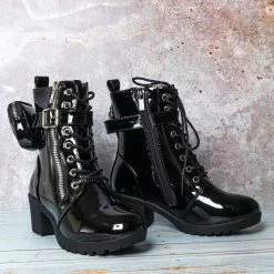 Forever Link New Access39K Childrens Utility Pouch Combat Boots - Girls Shoes