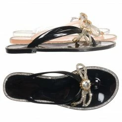 Wild Diva Jolie44 Rhinestone Crystal Jelly Slide, Women Lucite Flip Flop