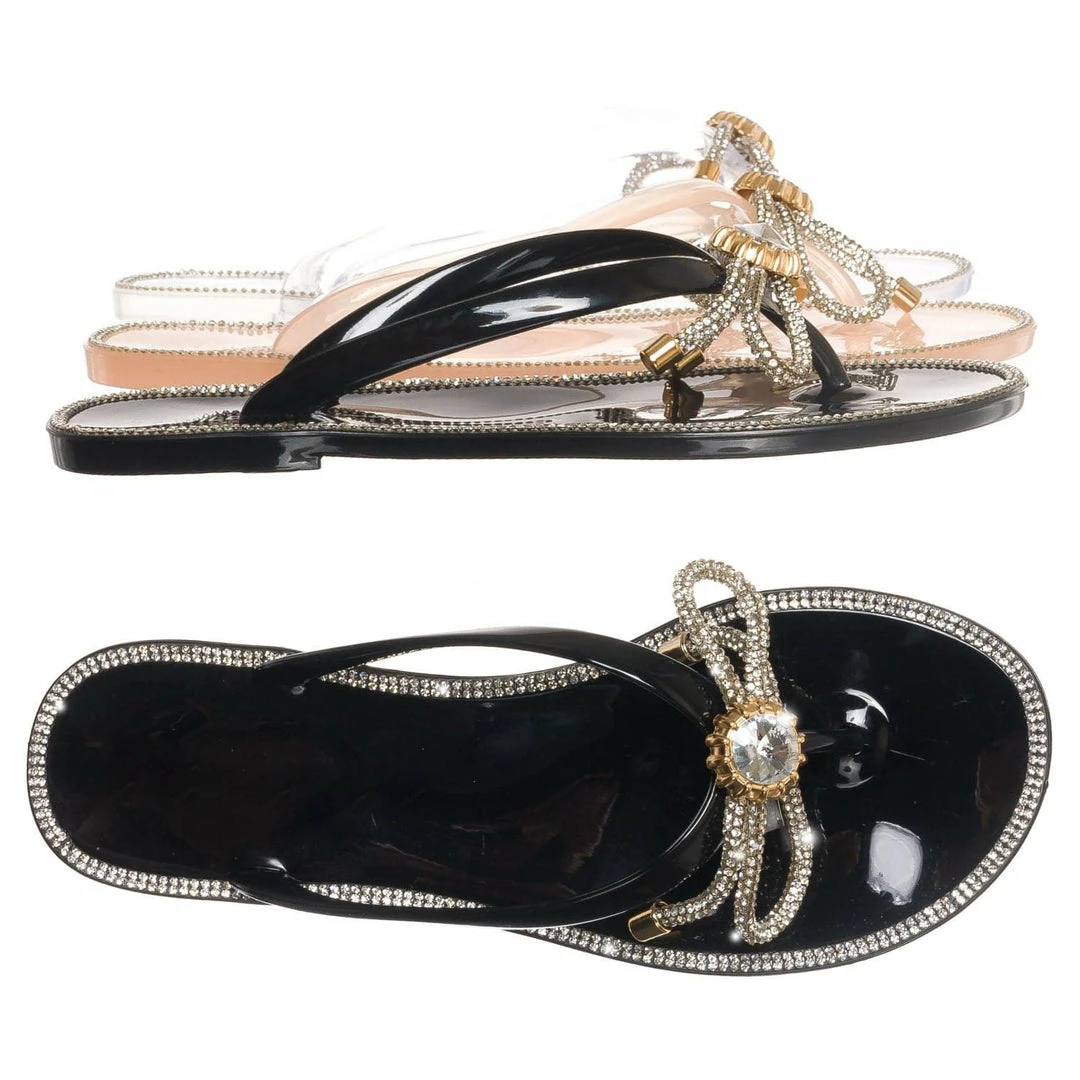 Wild Diva Jolie44 Rhinestone Crystal Jelly Slide, Women Lucite Flip Flop