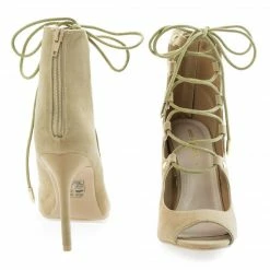 Natalia By Shoe Republic, Ghillie Corset Lace Up Peep Toe High Heel Sandal Pump Bootie New