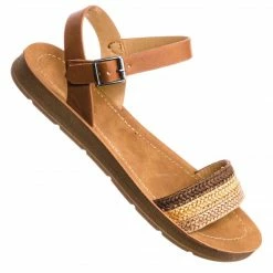 Soda Ample Boho Woven Flat Sandal - Women Contoured Novelty Bohemian Strap New