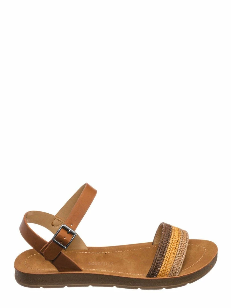 Soda Ample Boho Woven Flat Sandal - Women Contoured Novelty Bohemian Strap New