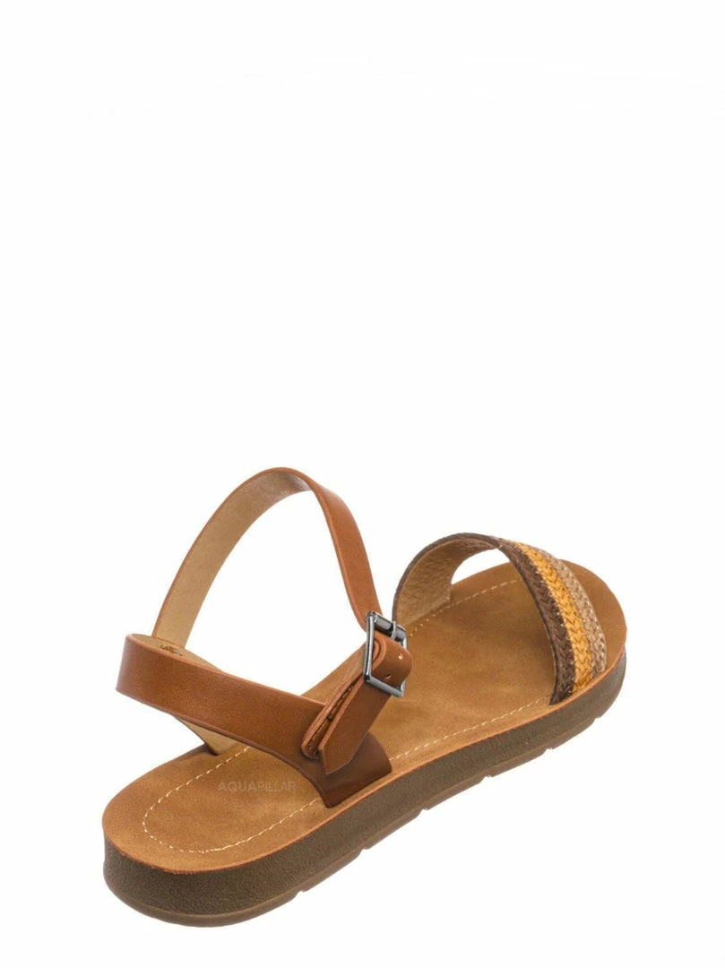 Soda Ample Boho Woven Flat Sandal - Women Contoured Novelty Bohemian Strap New