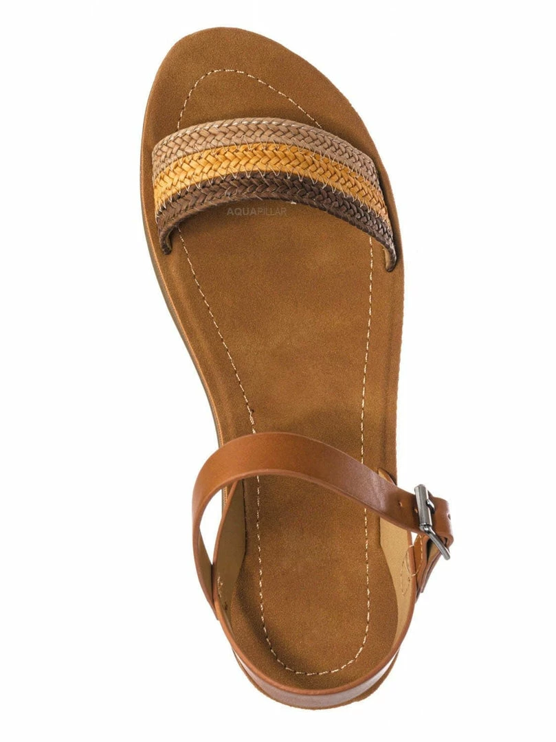 Soda Ample Boho Woven Flat Sandal - Women Contoured Novelty Bohemian Strap New