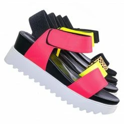 Soda Aster Saw Edge Rubber Outsole Flatform Sandal - Shark Tooth Threaded Outsole