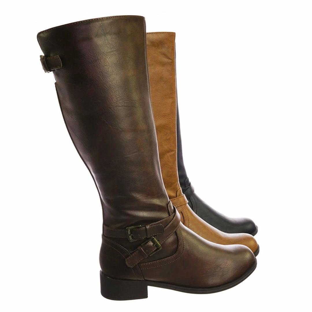 Soda New Bio Equestrian Inspired Fashion Riding Boots W Belt & Zipper Detail