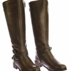 Soda New Bio Equestrian Inspired Fashion Riding Boots W Belt & Zipper Detail