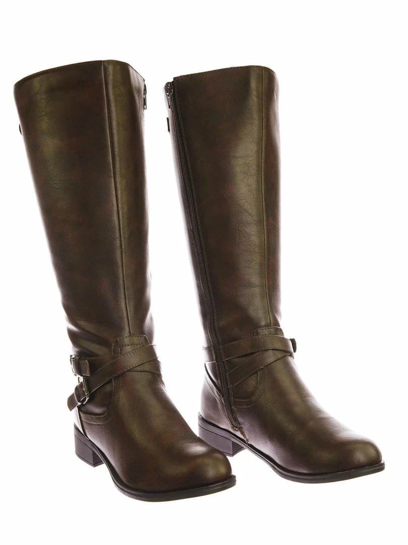 Soda New Bio Equestrian Inspired Fashion Riding Boots W Belt & Zipper Detail