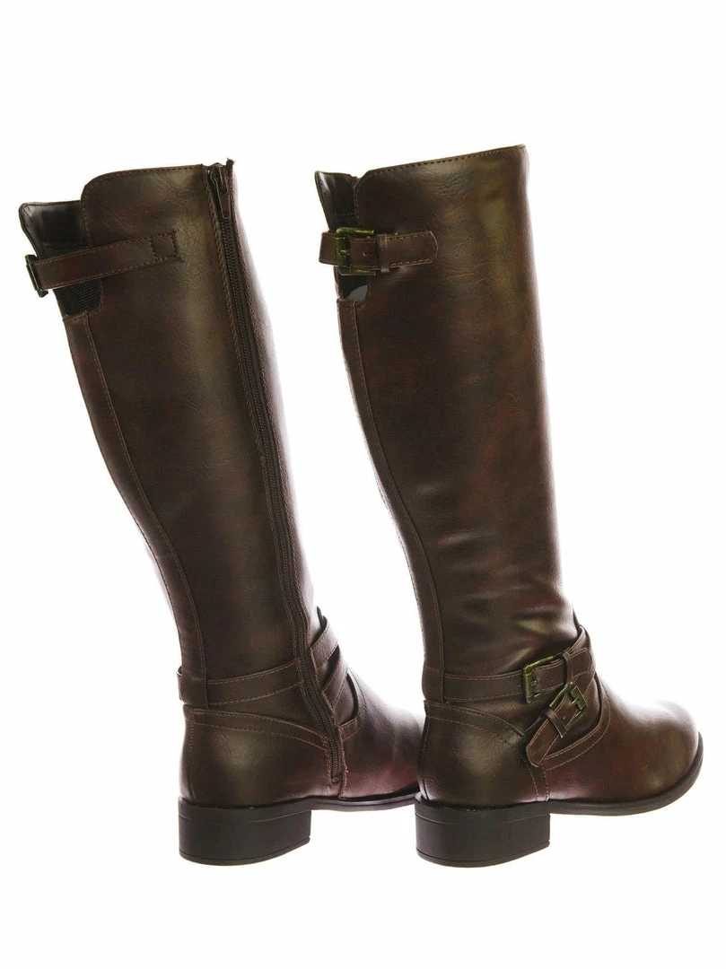 Soda New Bio Equestrian Inspired Fashion Riding Boots W Belt & Zipper Detail