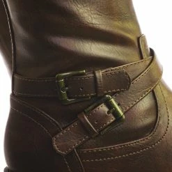 Soda New Bio Equestrian Inspired Fashion Riding Boots W Belt & Zipper Detail