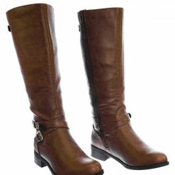 Soda New Bio Equestrian Inspired Fashion Riding Boots W Belt & Zipper Detail