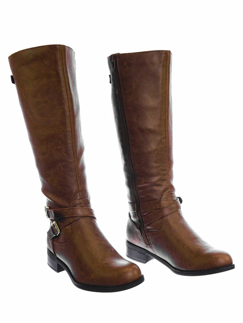 Soda New Bio Equestrian Inspired Fashion Riding Boots W Belt & Zipper Detail