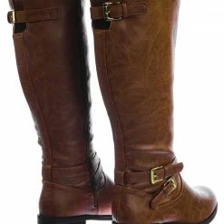 Soda New Bio Equestrian Inspired Fashion Riding Boots W Belt & Zipper Detail