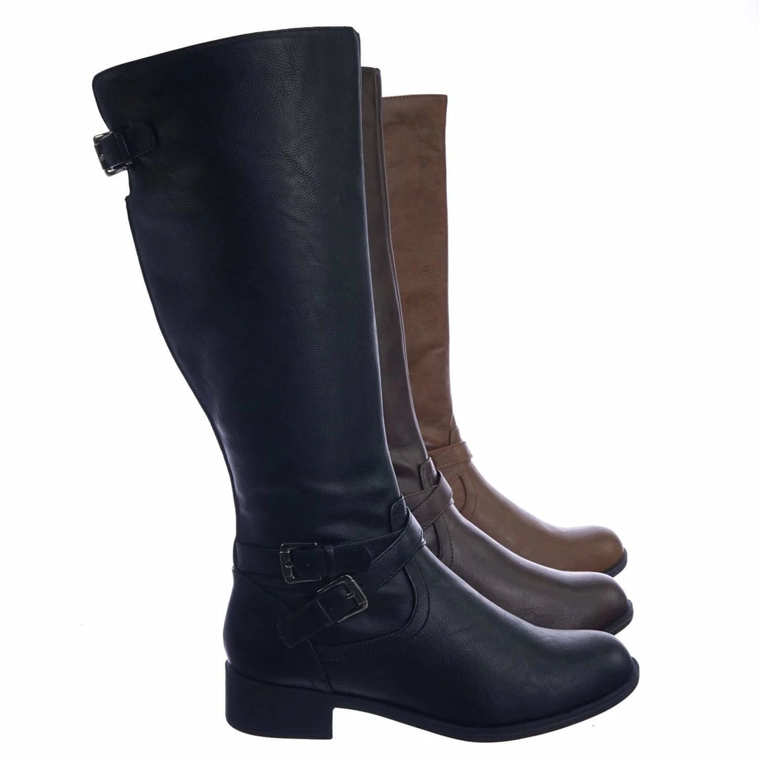 Soda New Bio Equestrian Inspired Fashion Riding Boots W Belt & Zipper Detail