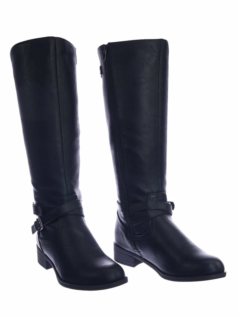 Soda New Bio Equestrian Inspired Fashion Riding Boots W Belt & Zipper Detail