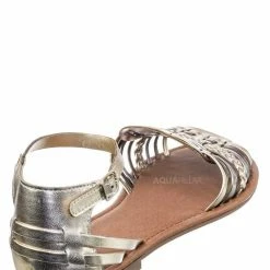 Soda Candle Woven Fisherman Huaraches Flat Peep Toe Sandal, Strappy Cage Gladiators New