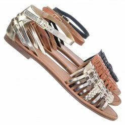 Soda Candle Woven Fisherman Huaraches Flat Peep Toe Sandal, Strappy Cage Gladiators New