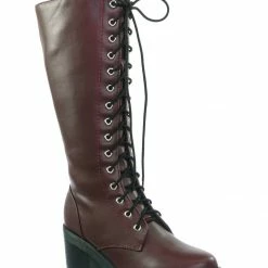 Soda Canopy Block Heel Combat Boots - Women Lug Sole Military Lace Ups New