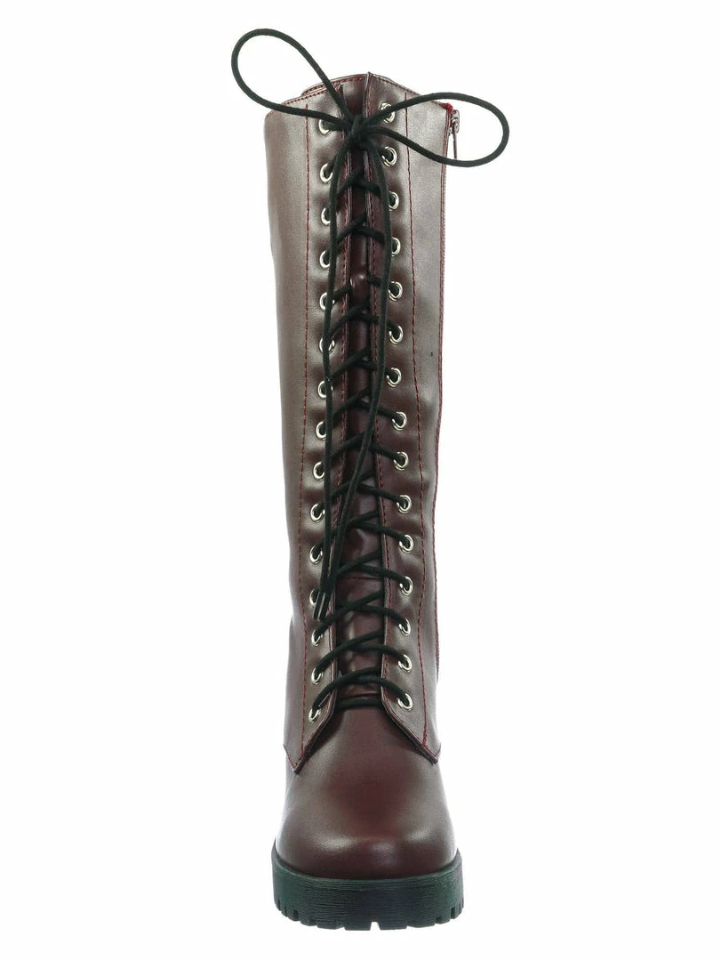 Soda Canopy Block Heel Combat Boots - Women Lug Sole Military Lace Ups New