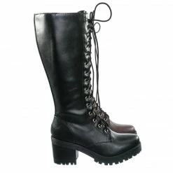 Soda Canopy Block Heel Combat Boots - Women Lug Sole Military Lace Ups New