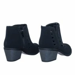 Soda Chance2 Children Girl Biker Stack Heel Ankle Booties V-Cut Perforated Cutout