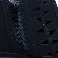 Soda Chance2 Children Girl Biker Stack Heel Ankle Booties V-Cut Perforated Cutout