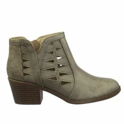 Soda Chance2 Children Girl Biker Stack Heel Ankle Booties V-Cut Perforated Cutout