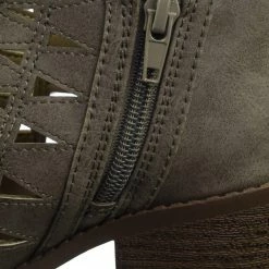 Soda Chance2 Children Girl Biker Stack Heel Ankle Booties V-Cut Perforated Cutout