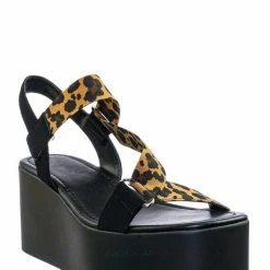 Soda Choir Flatform Elastic Asymmetrical Strap - Women Open Toe Platform Wedge Sandal New