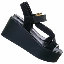 Soda Choir Flatform Elastic Asymmetrical Strap - Women Open Toe Platform Wedge Sandal New