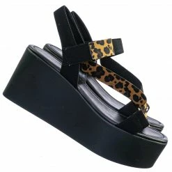Soda Choir Flatform Elastic Asymmetrical Strap - Women Open Toe Platform Wedge Sandal New