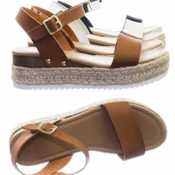 Soda New Clip Vintage Espadrille Jute Wrap Flatform Flat Sandal Shark Tooth Eva Outsole
