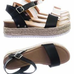 Soda New Clip Vintage Espadrille Jute Wrap Flatform Flat Sandal Shark Tooth Eva Outsole