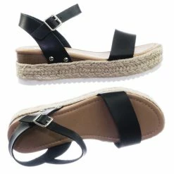 Soda New Clip Vintage Espadrille Jute Wrap Flatform Flat Sandal Shark Tooth Eva Outsole