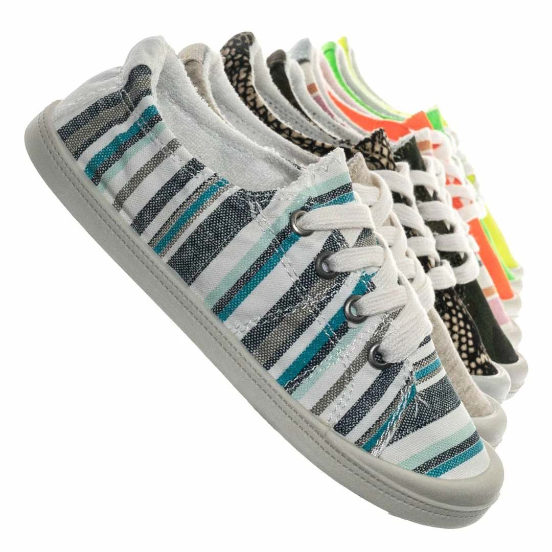 Soda Comfort01K Vintage Flexible Rubber Sneaker - Girl Canvas Comfort Bendable Shoes