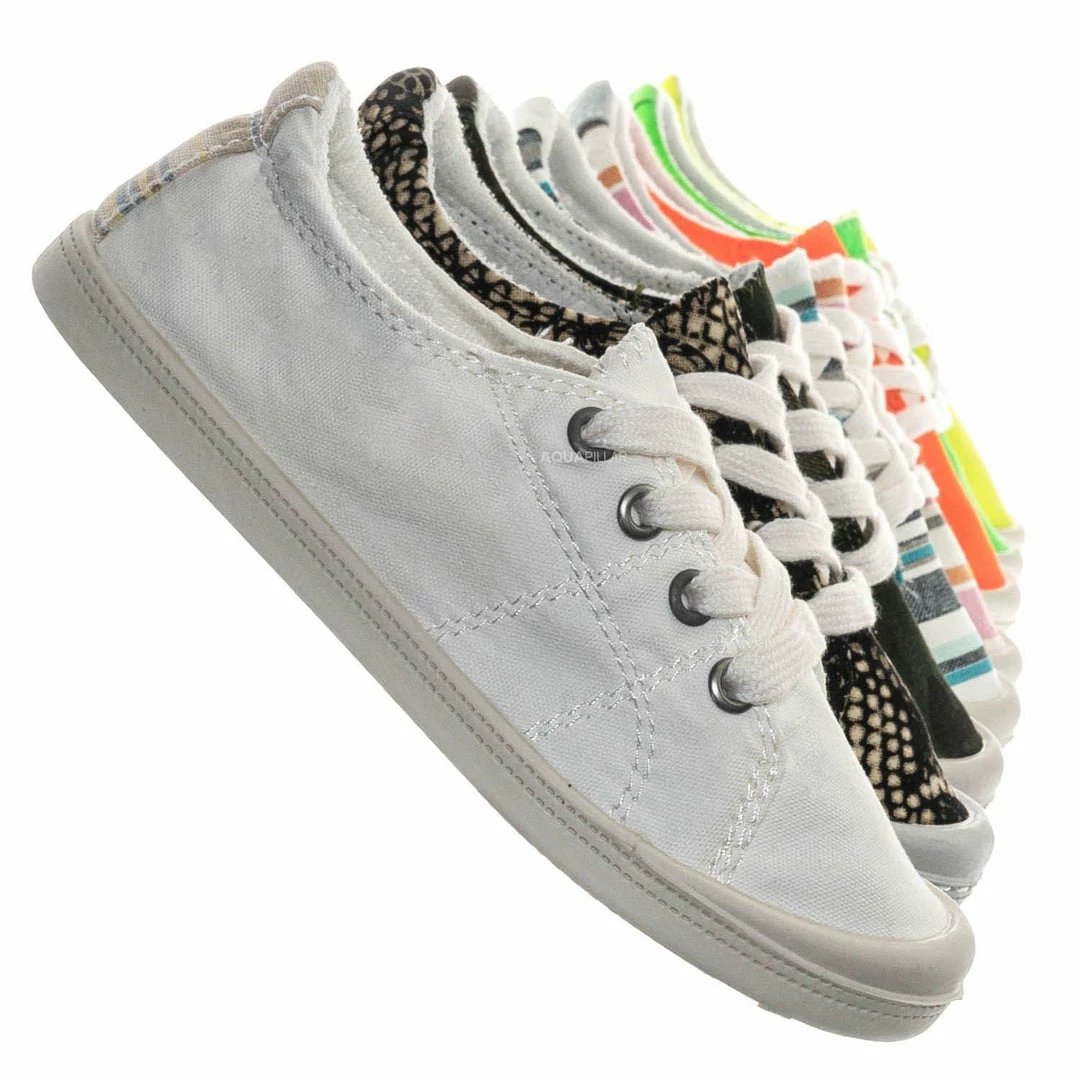 Soda Comfort01K Vintage Flexible Rubber Sneaker - Girl Canvas Comfort Bendable Shoes