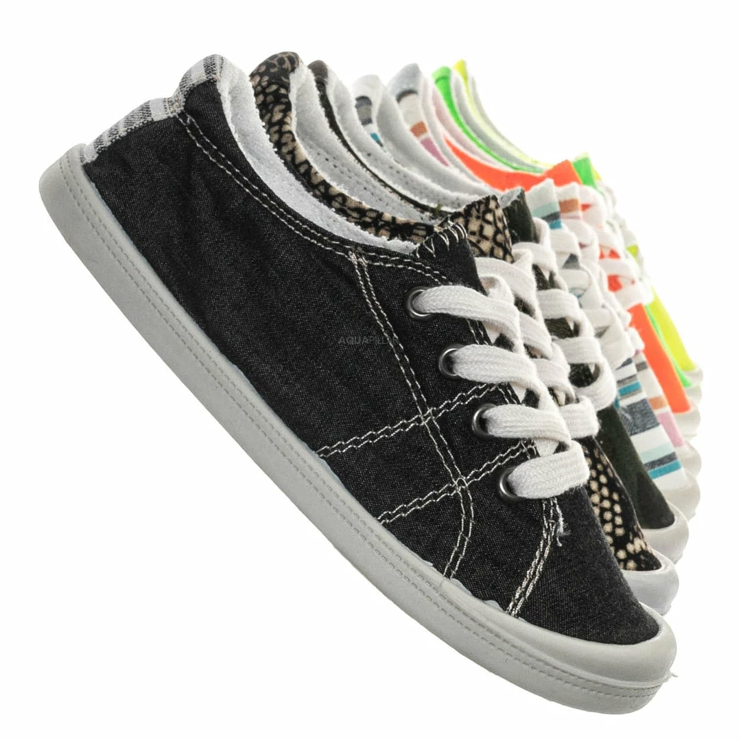 Soda Comfort01K Vintage Flexible Rubber Sneaker - Girl Canvas Comfort Bendable Shoes