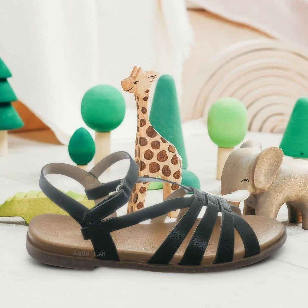 Soda Create2 Childrens Gummy Cage Sandal - Kids Woven Huarache Strappy Shoes