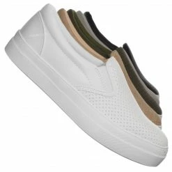 Soda New Croft Perforated Padded Platform Sneaker - Slip On Slide In Athleisure Loafers