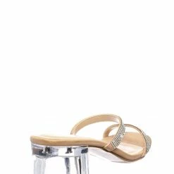 Soda Deborah Rhinestone Perspex Mule Slides - Womens Acrylic Heel Crystal Sandals