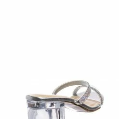 Soda Deborah Rhinestone Perspex Mule Slides - Womens Acrylic Heel Crystal Sandals