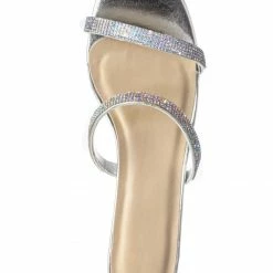 Soda Deborah Rhinestone Perspex Mule Slides - Womens Acrylic Heel Crystal Sandals