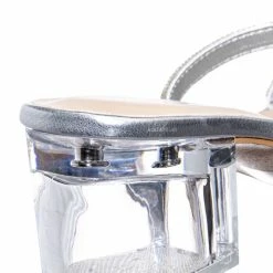 Soda Deborah Rhinestone Perspex Mule Slides - Womens Acrylic Heel Crystal Sandals